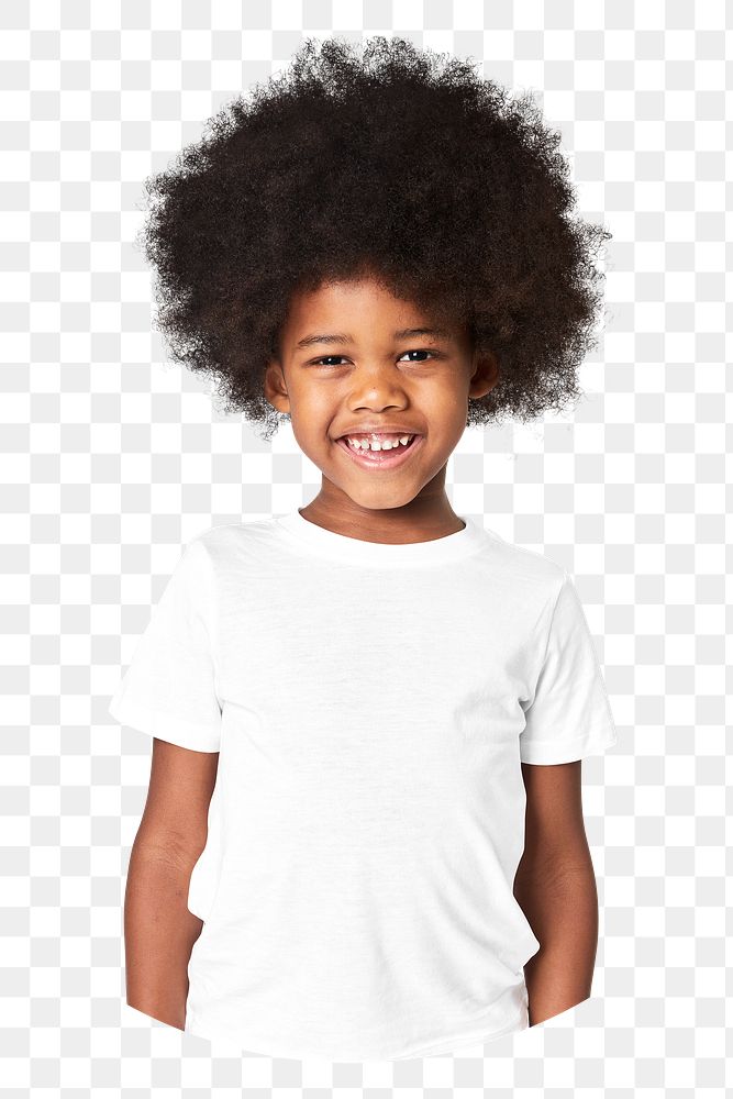 Png kid with afro sticker, transparent background