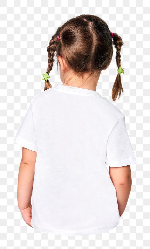 Little girl png sticker, wearing t-shirt, transparent background