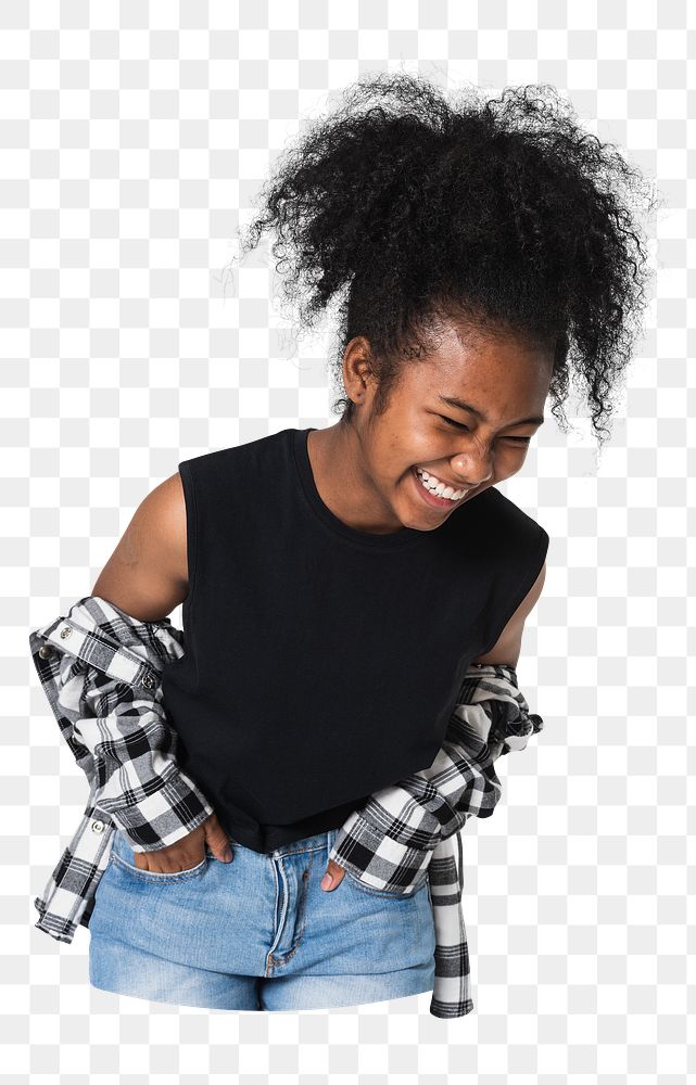 Girl laughing png sticker, transparent background