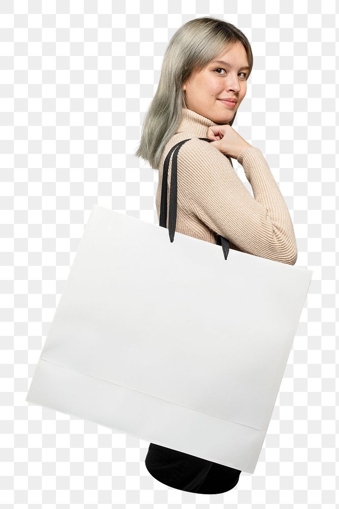 Woman shopping png sticker, transparent background