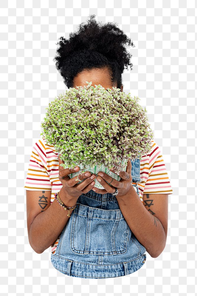 Plant lady png sticker, transparent background