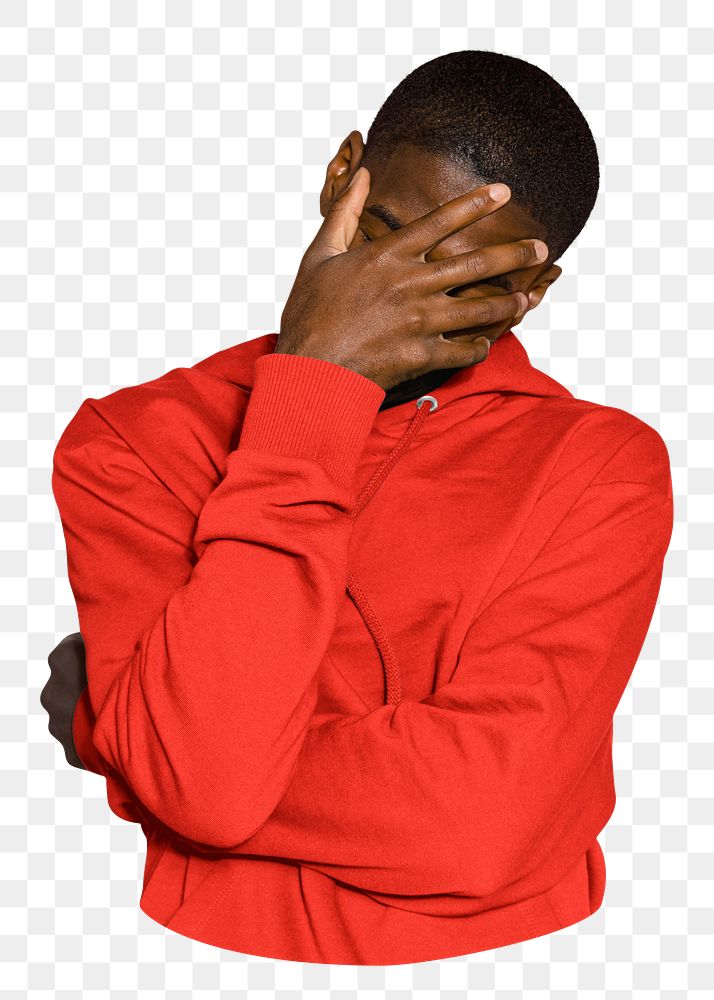 Depressed man png sticker, transparent background