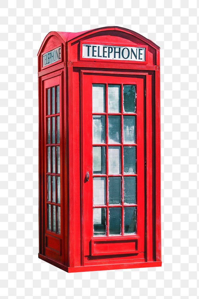 Red telephone booth png sticker, transparent background