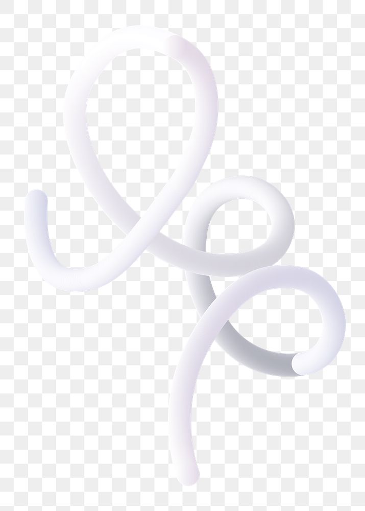 Squiggle 3d png white shape sticker, transparent background