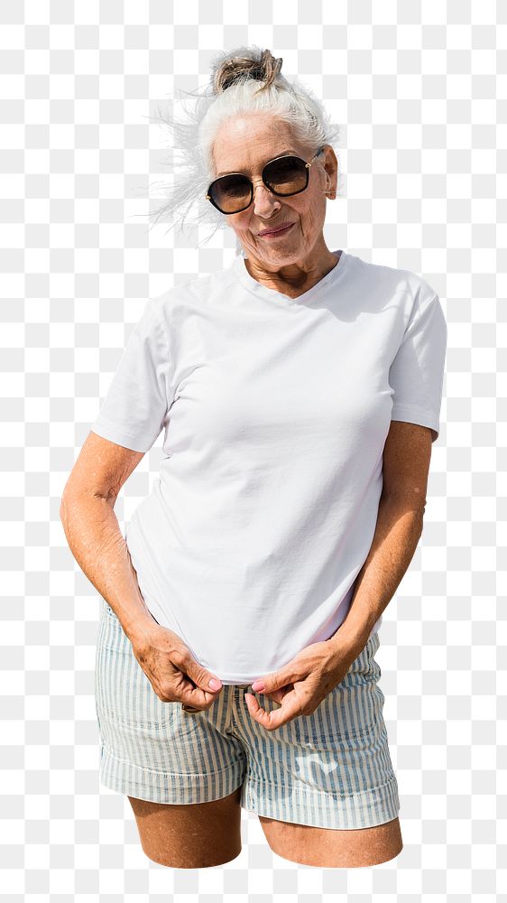 Senior woman png sticker, transparent background