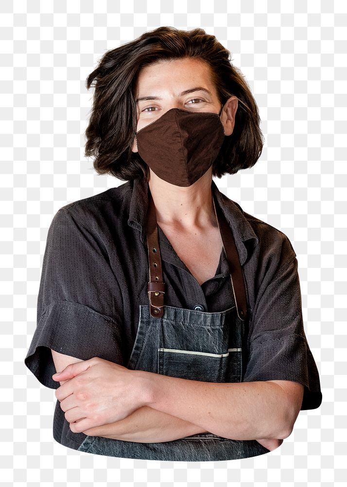 Png person in apron sticker, transparent background