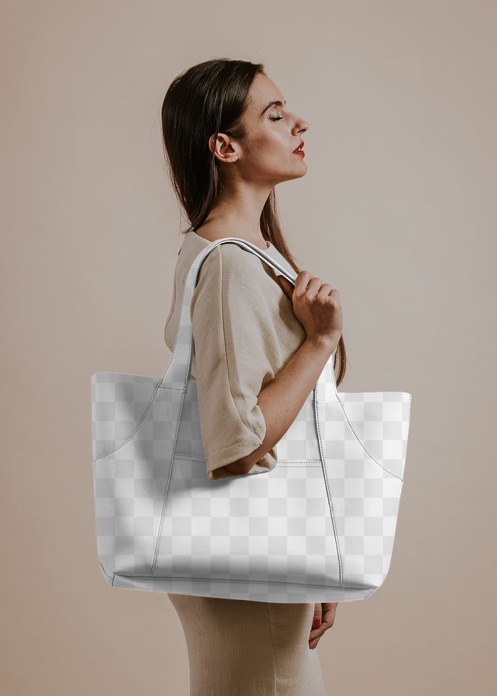 Leather bag png mockup, women's accessory, transparent design