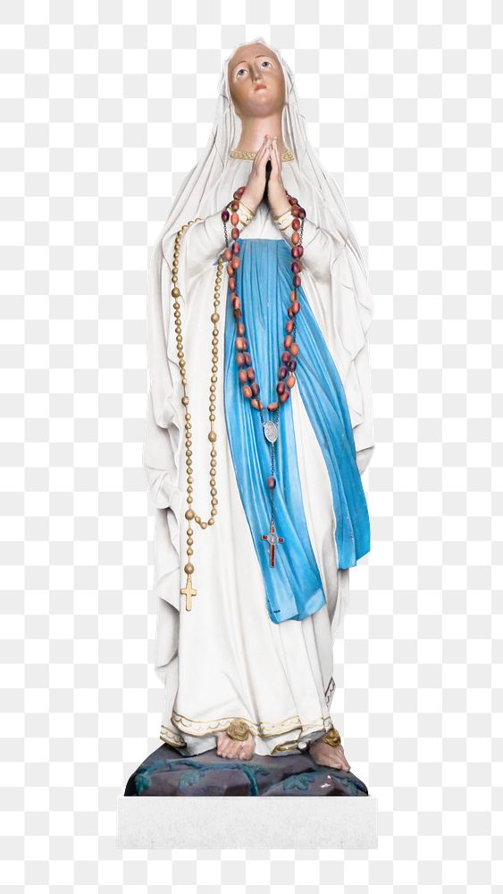 Png our lady of Lourdes statue sticker, transparent background
