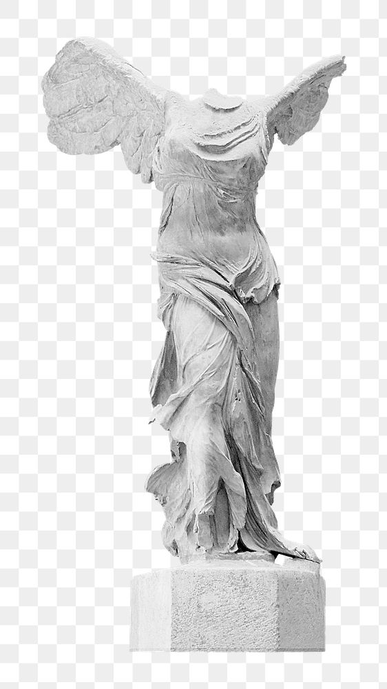 Greek winged statue png sticker, transparent background