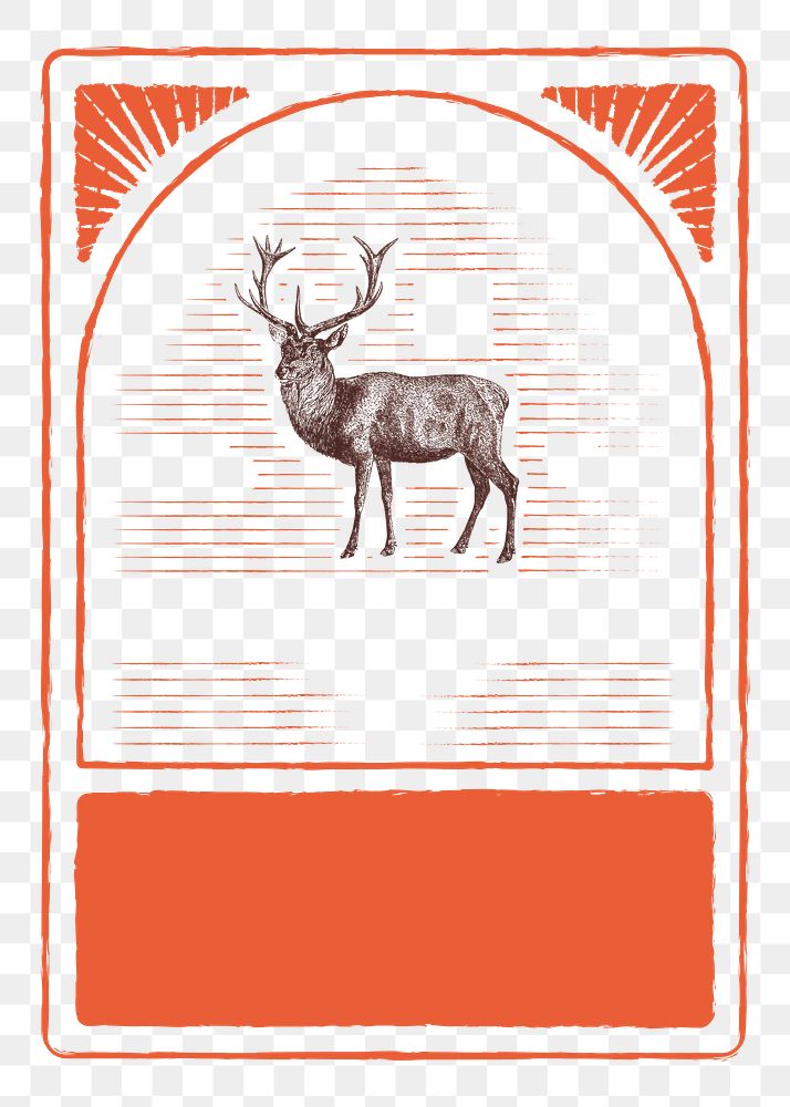 Deer badge png drawing sticker, transparent background