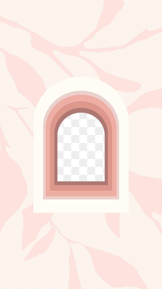 Floral frame png arch shape sticker, transparent background