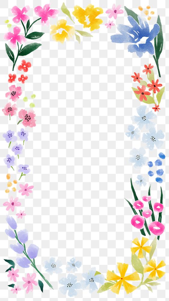 Floral frame png spring sticker, transparent background