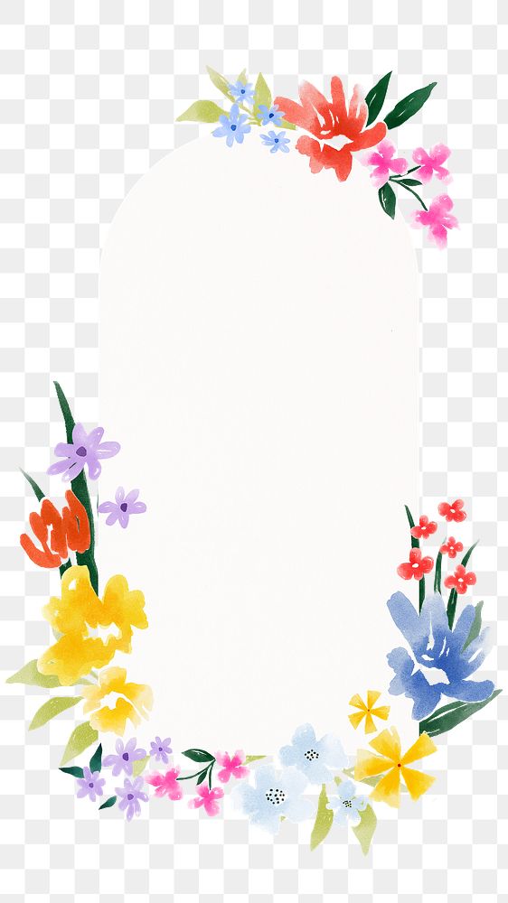 Oval frame png floral sticker, transparent background