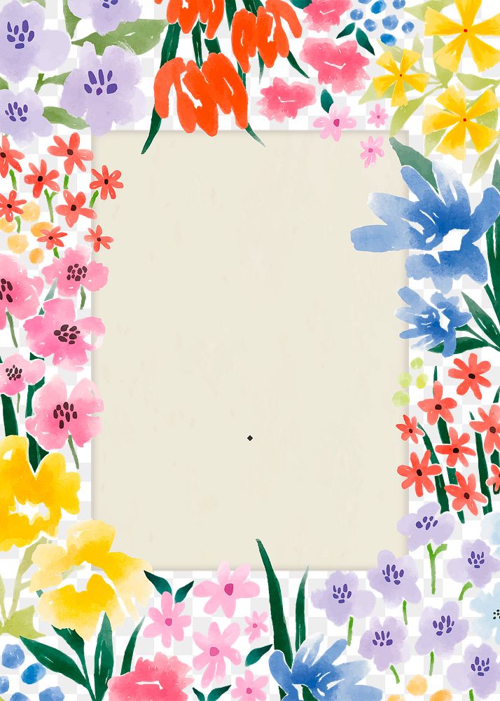 Floral frame png spring sticker, transparent background