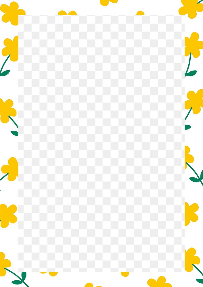 Yellow flowers png frame, transparent design 