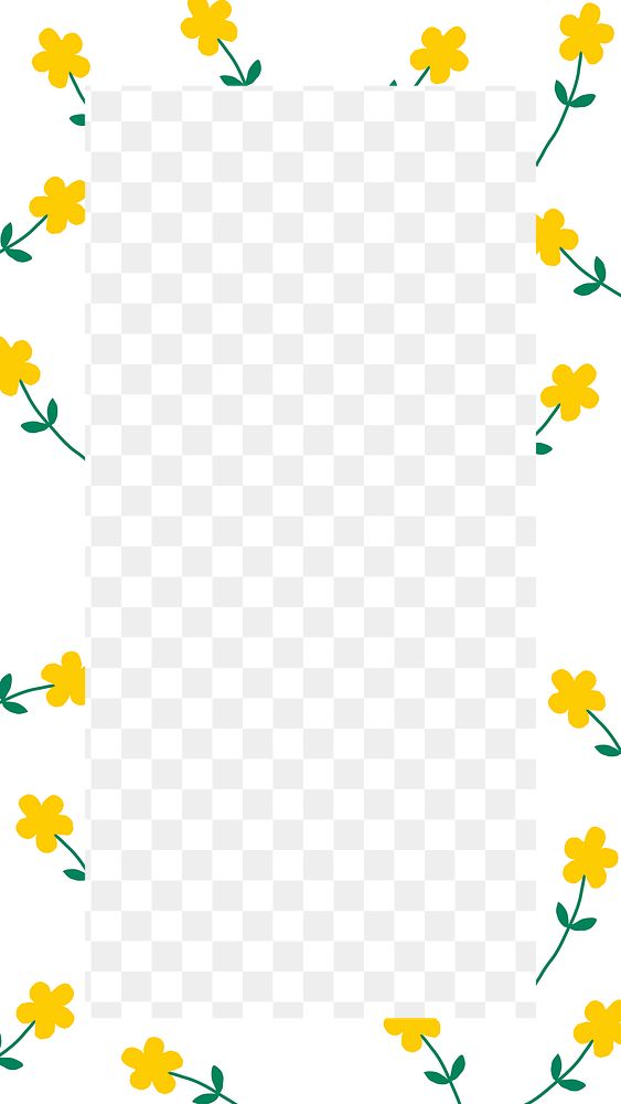Yellow flowers png frame, transparent design