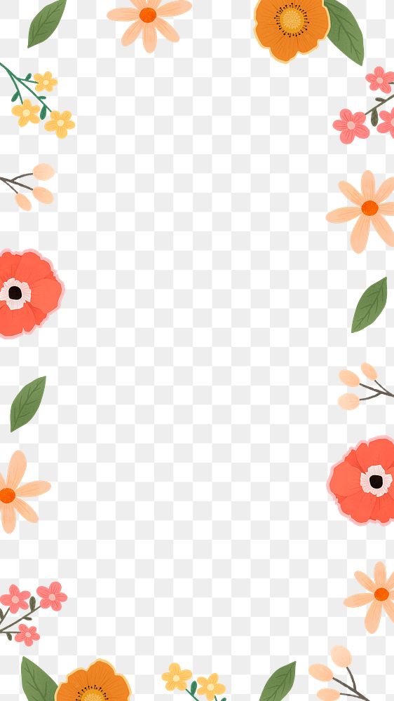 Cute flower png frame, transparent background