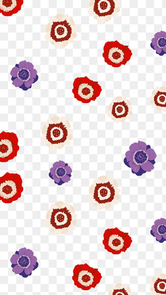 Anemone flower png pattern, transparent background
