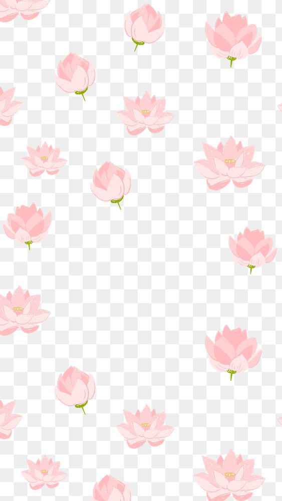 Pink lotus flower png pattern, transparent background