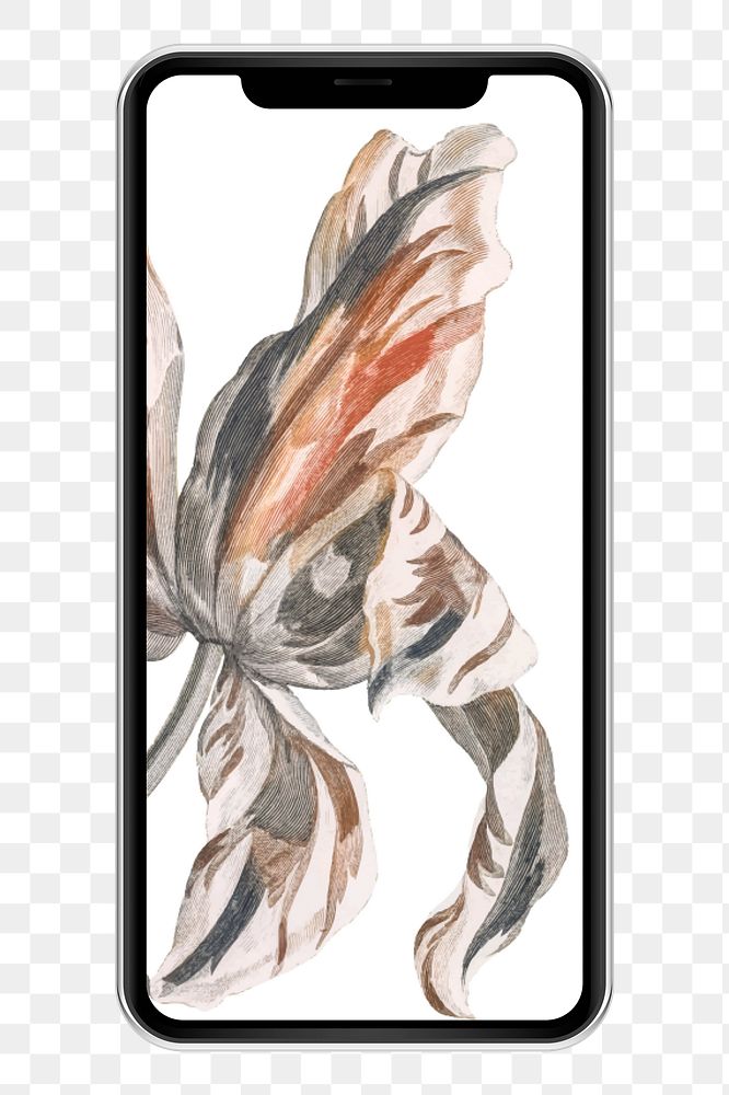 Vintage flower png smartphone screen, transparent background
