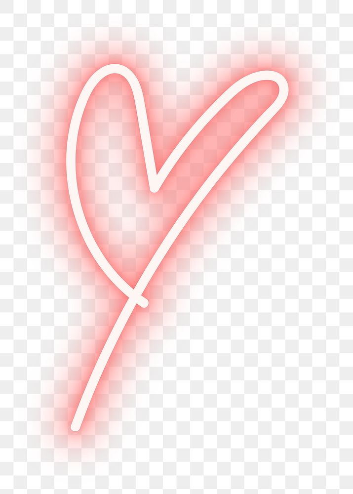 Png neon heart doodle sticker, transparent background