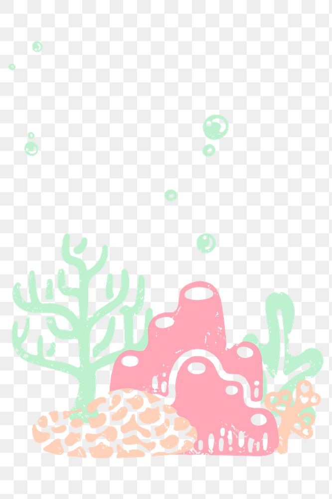 Png ocean life doodle sticker, transparent background