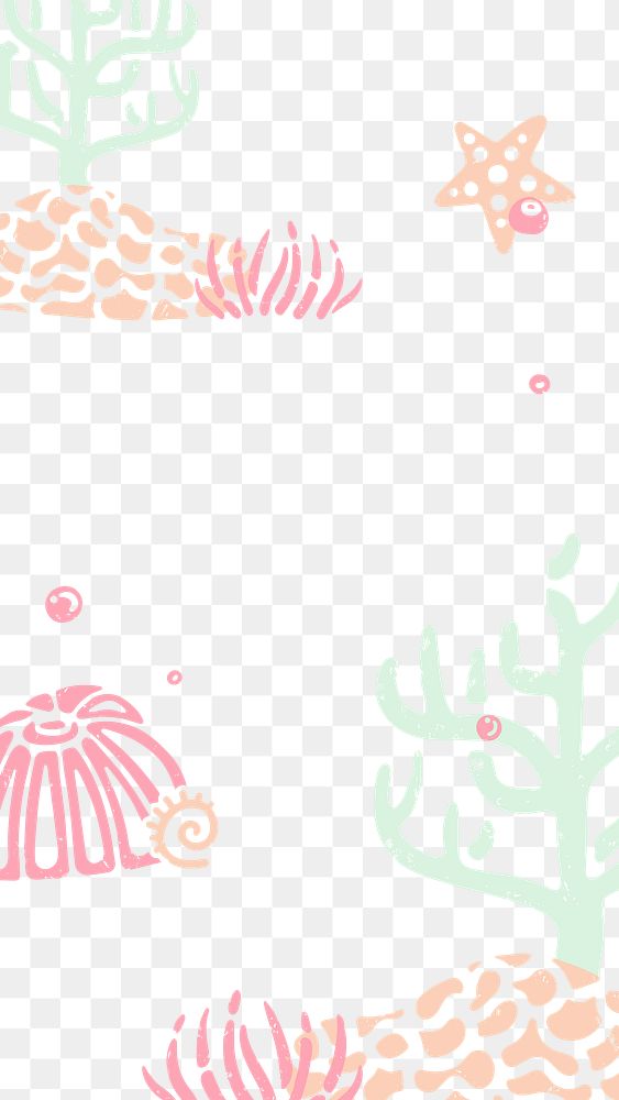 Ocean doodle png border frame, transparent background