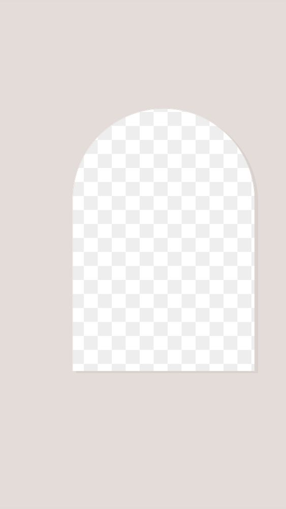 Arch frame png sticker, beige minimal design, transparent background