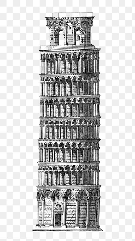 Aesthetic Pisa bell tower png on transparent background.   Remastered by rawpixel