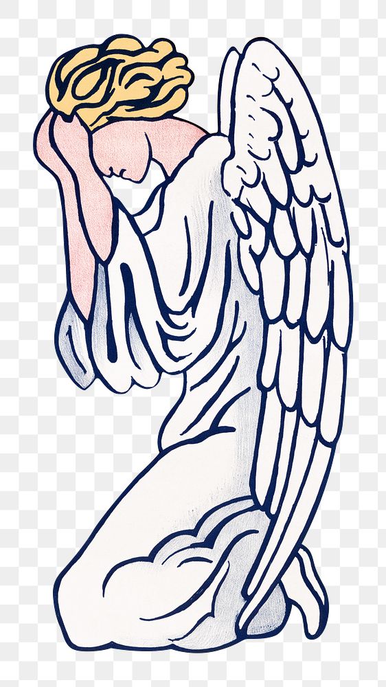 Aesthetic vintage angel png on transparent background.   Remastered by rawpixel