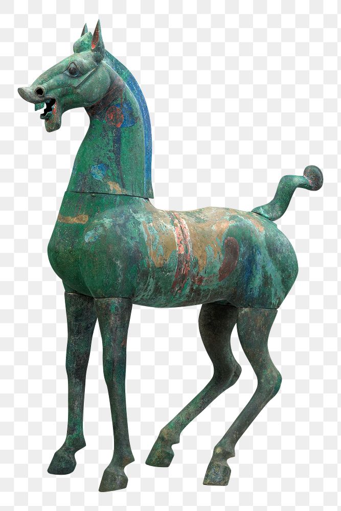 Aesthetic bronze horse sculpture png on transparent background.  Remastered by rawpixel