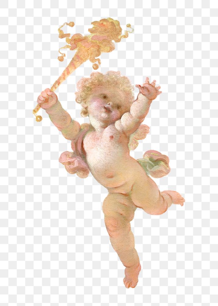 Aesthetic cherub png on transparent background.  Remastered by rawpixel