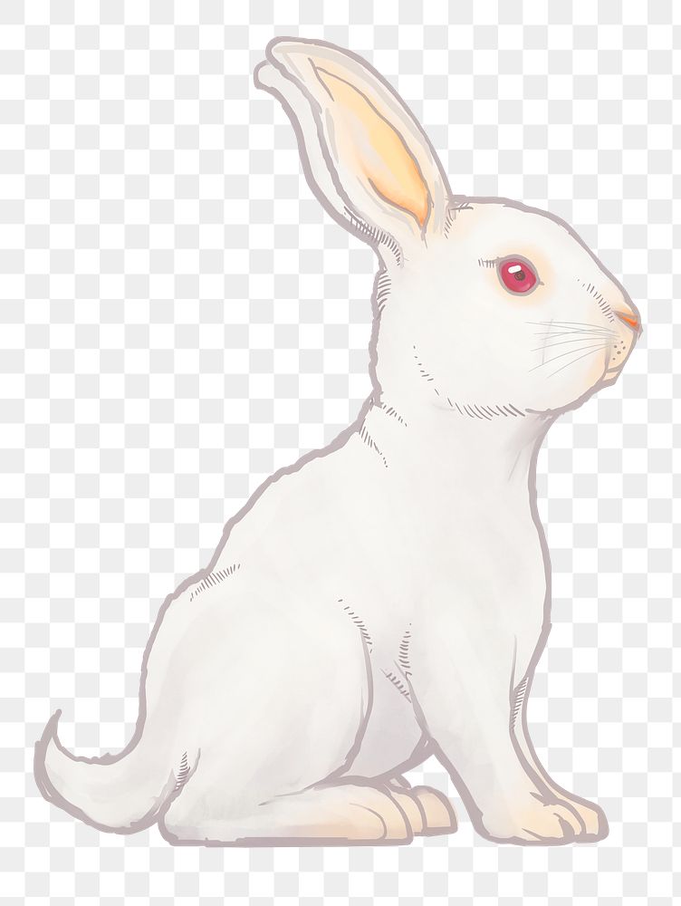 White rabbit png sticker, Easter celebration animal illustration, transparent background