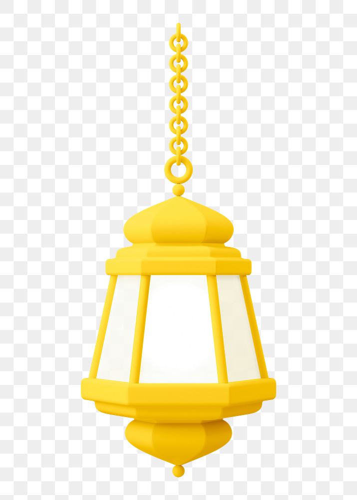Orange lantern png 3D sticker, Ramadan symbol illustration on transparent background