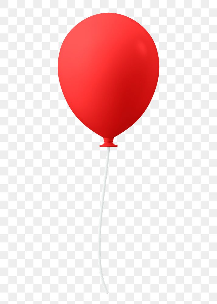 Red balloon 3d png clipart, birthday design element, transparent background