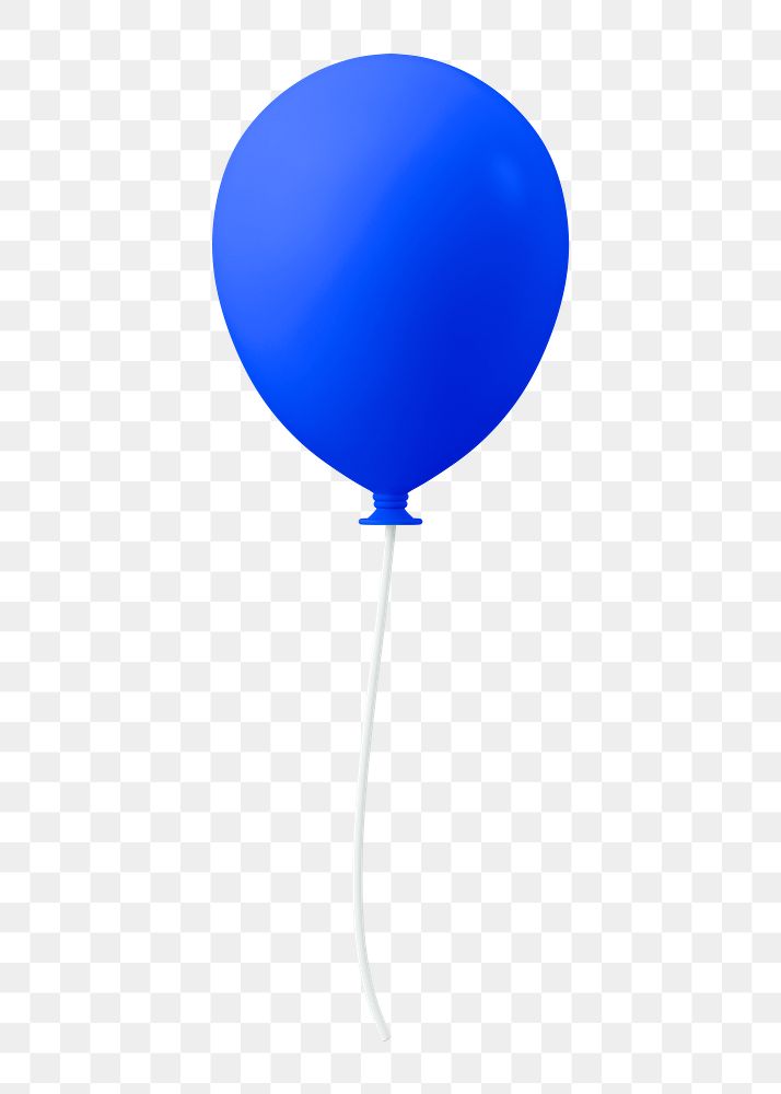 Blue balloon 3d png clipart, birthday design element, transparent background