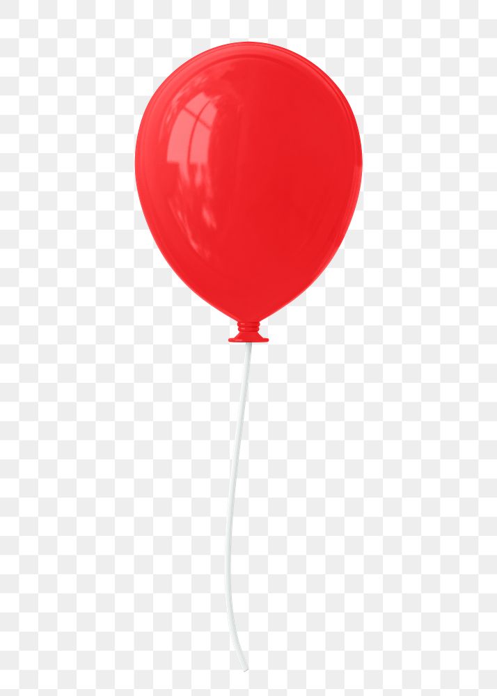 Red balloon 3d png clipart, birthday design element, transparent background