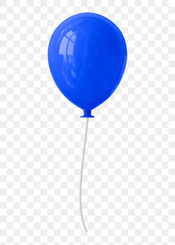 Blue balloon 3d png clipart, birthday design element, transparent background