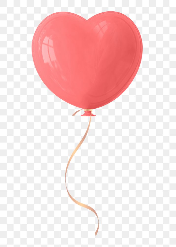 Red balloon 3d png clipart, birthday design element, transparent background