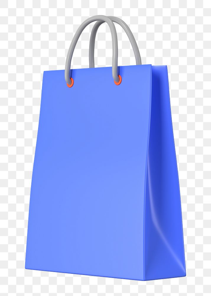 Purple shopping png bag, 3D object illustration on transparent background