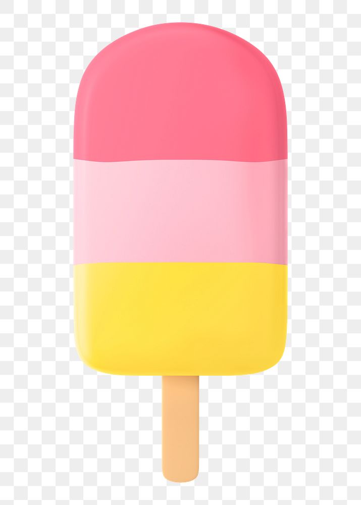 Ice cream png sticker, strawberry dessert 3D cartoon transparent background