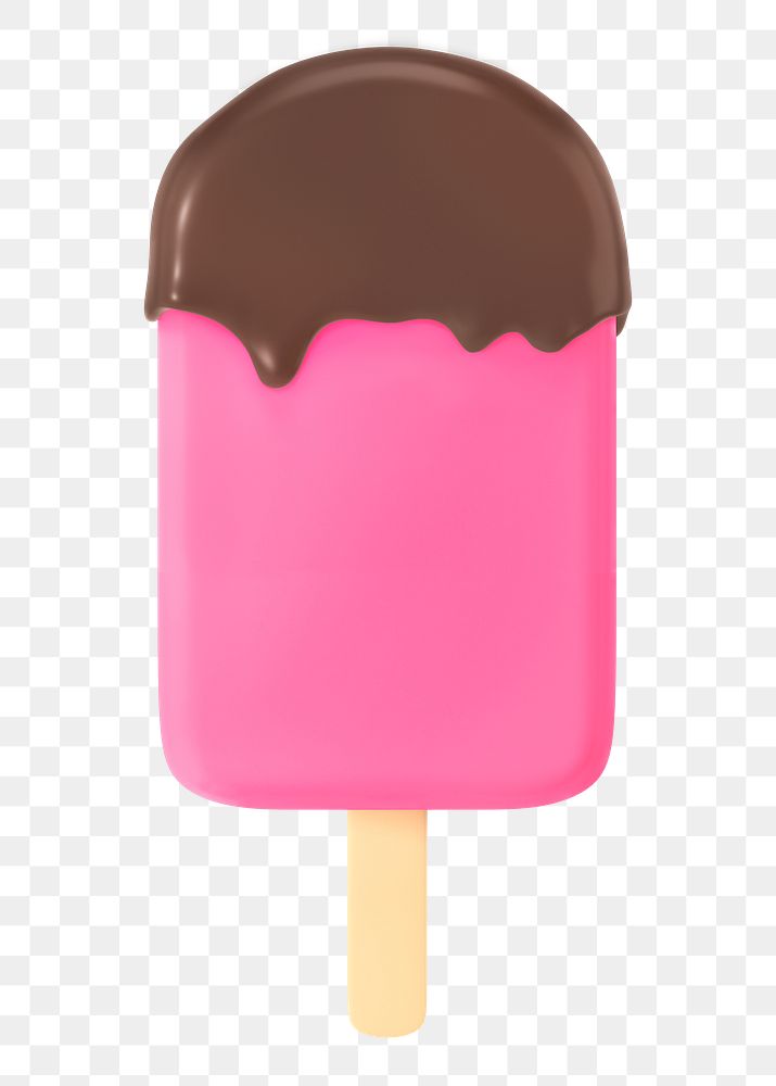 Ice cream png sticker, strawberry dessert 3D cartoon transparent background