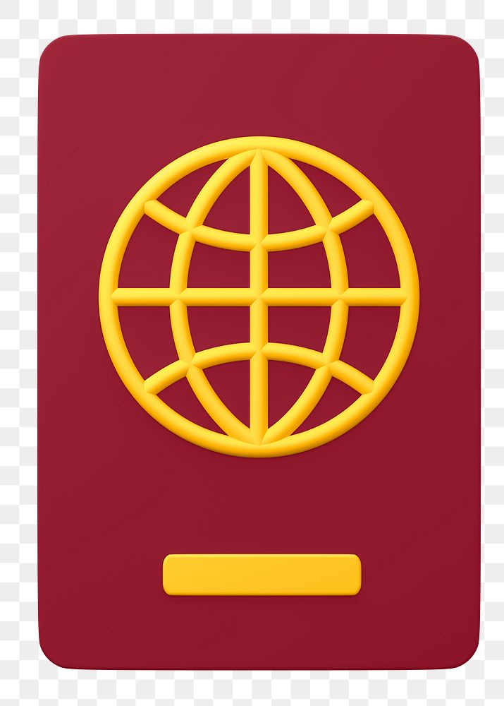 Red  passport png sticker, travel 3D cartoon transparent background