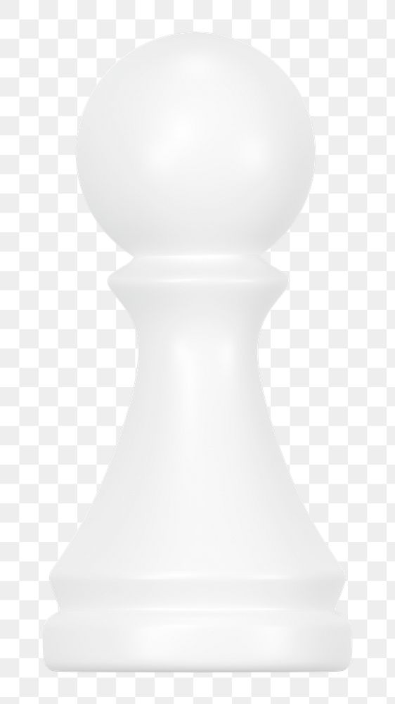 Pawn png chess piece clipart, 3D white graphic on transparent background