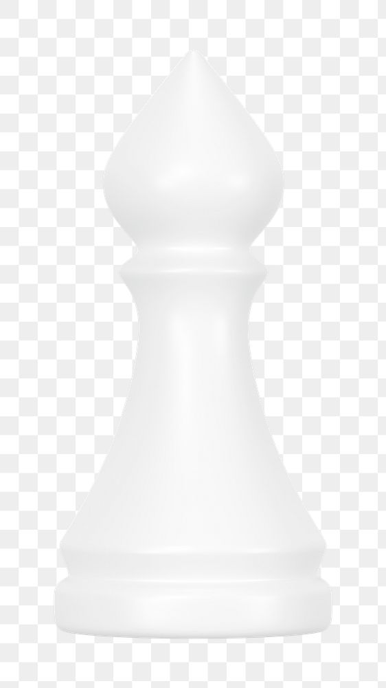 Bishop png chess piece clipart, 3D white graphic on transparent background