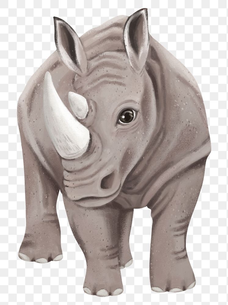 Rhino png sticker, cute animal illustration, transparent background