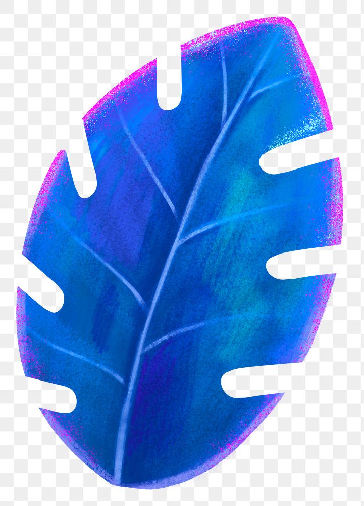 Blue leaf png sticker, botanical illustration, transparent background