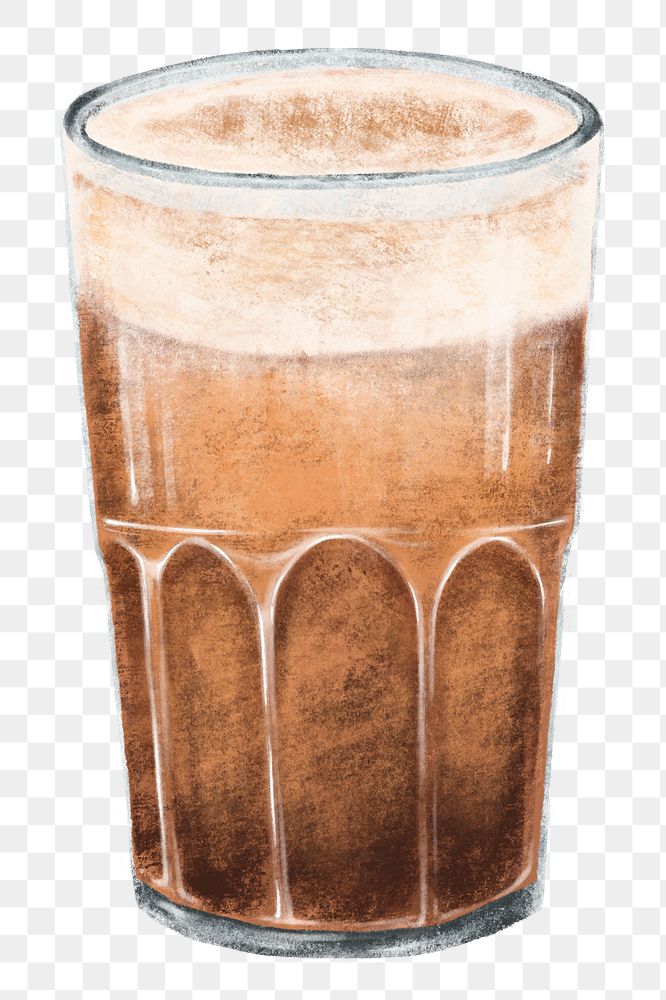 Iced chocolate png drink, realistic beverage illustration, transparent background