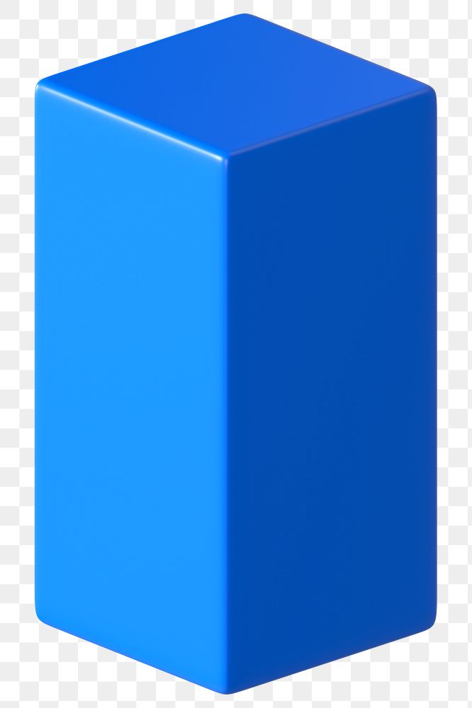 3D blue cuboid png, geometric shape clipart, transparent background