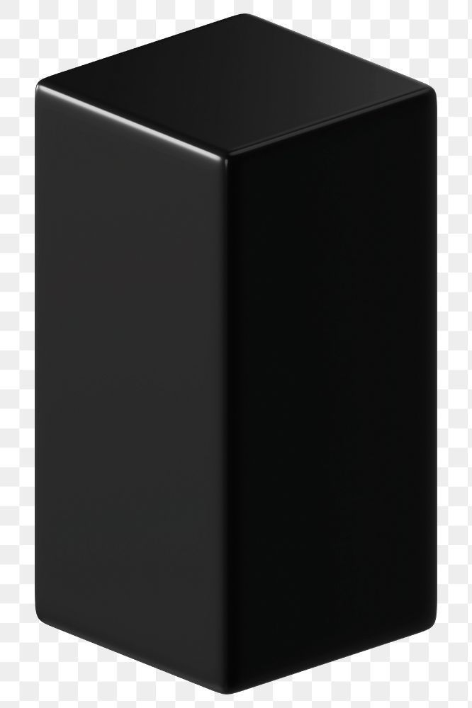 3D black cuboid png, geometric shape clipart, transparent background